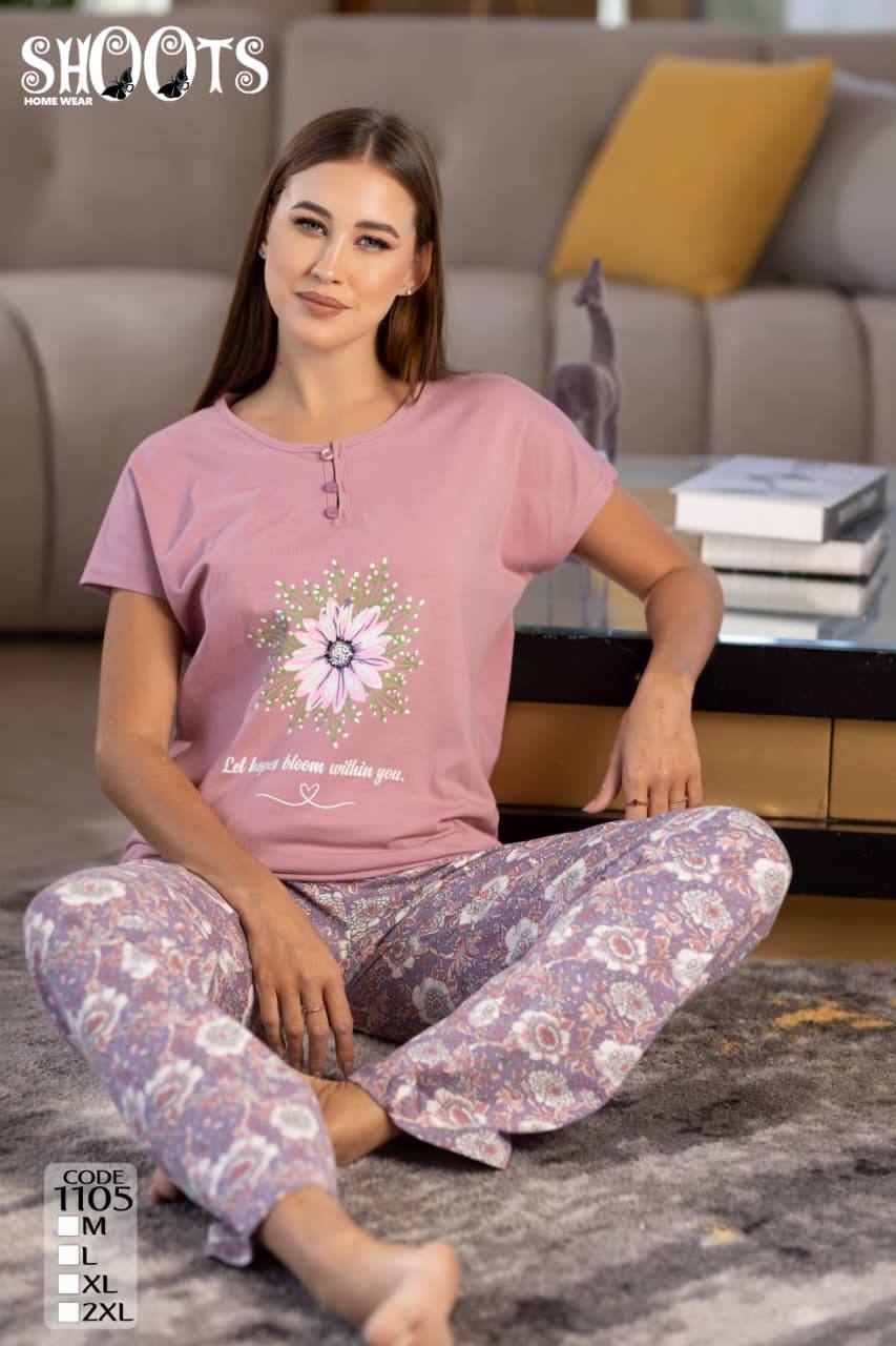 Pink Top & Patterned Pants Set