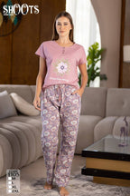 Pink Top & Patterned Pants Set
