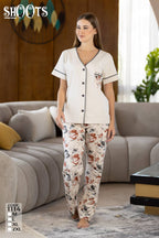 White Top & Patterned Pants Set