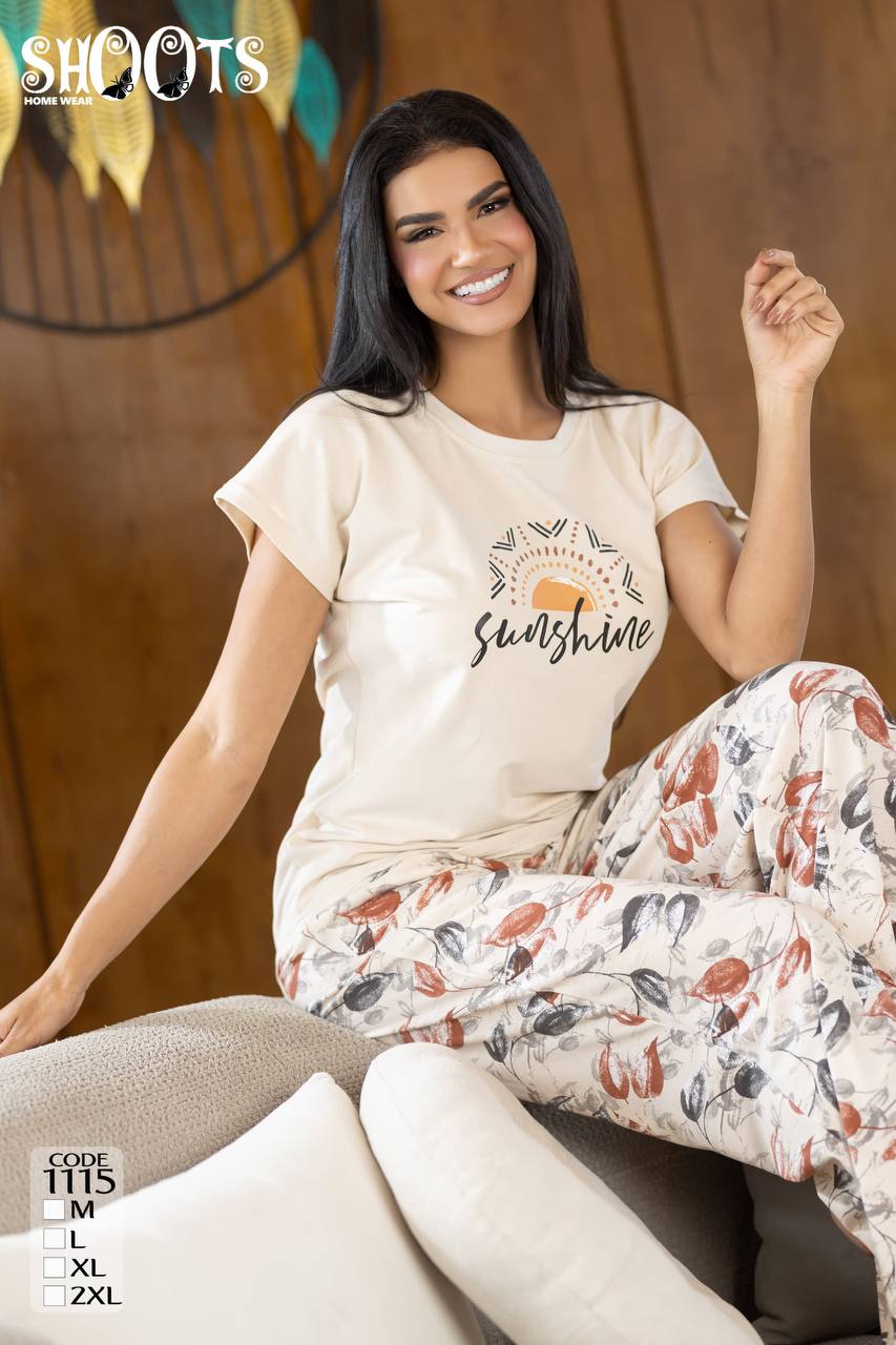 Sunshine” T-Shirt & Floral Pants Set