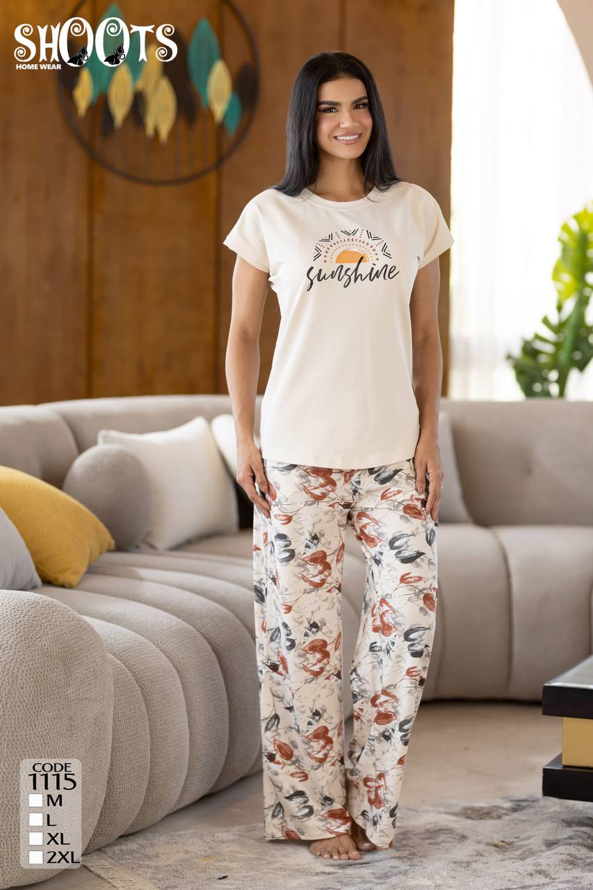 Sunshine” T-Shirt & Floral Pants Set