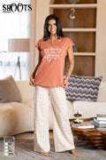 Pink Graphic T-Shirt & White Pants Set