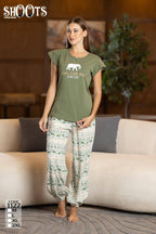 Green T-Shirt & Patterned Pants Set