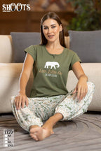 Green T-Shirt & Patterned Pants Set