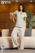 Light Green T-Shirt & Patterned Pants Set