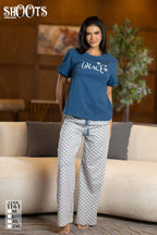 Blue “Grace” T-Shirt & Patterned Pants Set
