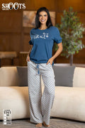 Blue “Grace” T-Shirt & Patterned Pants Set