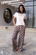 White T-Shirt & Patterned Pants Set