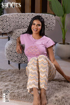 Pink Top & Colorful Pants Set
