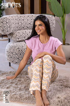 Pink Top & Colorful Pants Set