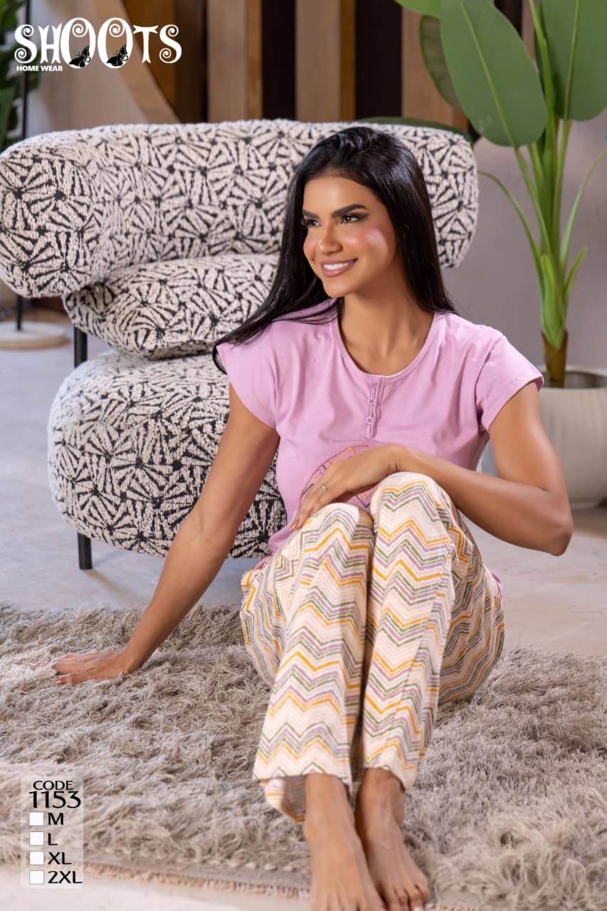 Pink Top & Colorful Pants Set